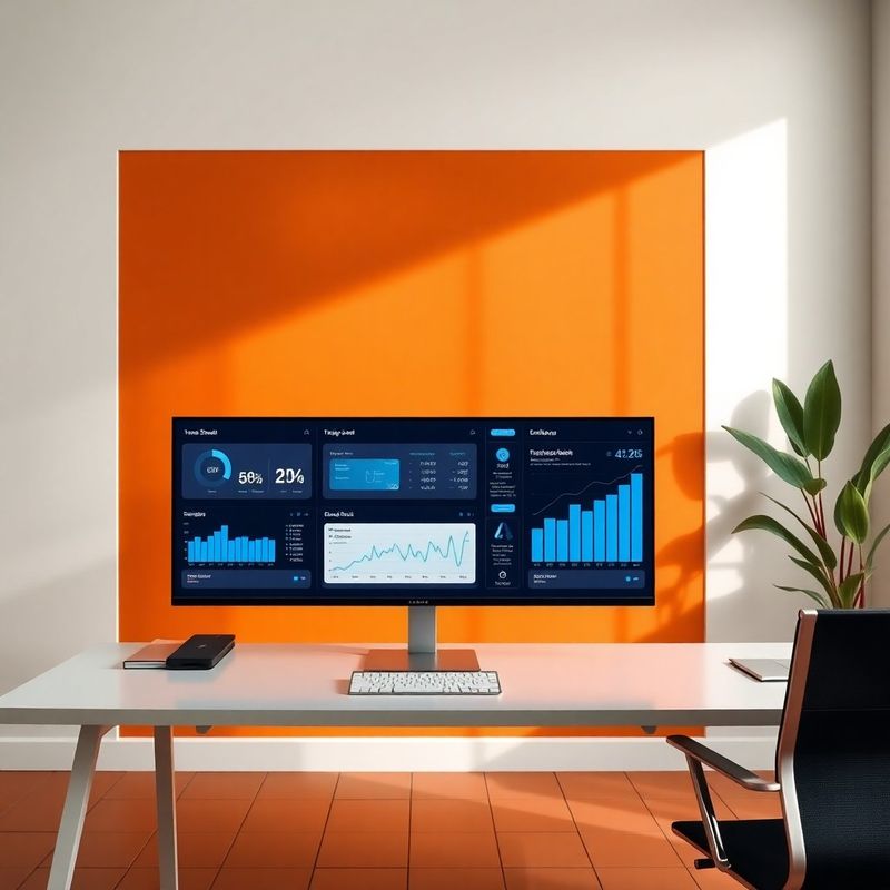 Panel de Looker Studio con visualizaciones en azul índigo en una pantalla grande