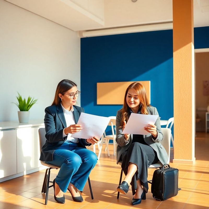 Dos profesionales revisando documentación de onboarding en un espacio de trabajo luminoso